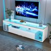 TV-Schrank 180x40x46 cm, Weiß Hochglanz, mit 2 Schubladen, Glasablagen und dimmbarer LED Bild 4