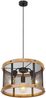 LED Pendelleuchte mit Holz & Gitter 3-flammig Schwarz, Ø 40cm Bild 2