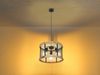 LED Pendelleuchte mit Holz & Gitter 3-flammig Schwarz, Ø 40cm Bild 3
