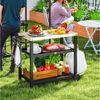 Outsunny Servierwagen 3-Etagen, mit Arbeitsfläche Ablagen Haken Räder, (BBQ Grilltisch, 1 St, Grillwagen aus Edelstahl), für Garten, Grill, 102 x 50 x 81cm, Kohlegrau Bild 2