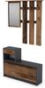 byLIVING Garderoben-Set TAMINA / Kommode mit Schuhschrank + hängende Garderobe mit Spiegel / anthrazit / Fronten braun Old Wood / Flur-Schrank / Schränke / Regal / 100 x 190 x 25 cm (B x H x T) Bild 2