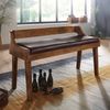 Sitzbank Echtleder / Massivholz Bank 108 x 63 x 43 cm | Polsterbank mit Rückenlehne | Bank Flur Schlafzimmer Braun | Kleine Bettbank Leder Bild 3