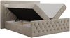 Mks Möbel 'Gold-9' Boxspringbett mit Bettkasten und LED-Beleuchtung, 180x200 cm, Beige, Stoff, Mittelfest (H3) Bild 4