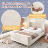 Kinderbett Schlittenbett, Samt mit Weltraum-Muster & Lattenrost, 99x212x76 cm, Beige, ohne Matratze Bild 5