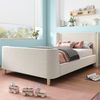 Kinderbett Schlittenbett, Samt mit Weltraum-Muster & Lattenrost, 99x212x76 cm, Beige, ohne Matratze Bild 2