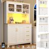 Seitenboard / Aufbewahrungsschrank / Küchenschrank / Buffetschrank, 105.5x40x180cm, Landhausstil, 4 Türen, mit LED-Lichtleiste & Getränkehaltern, Grün/Schwarz/Weiß Bild 2