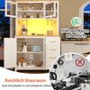 Seitenboard / Aufbewahrungsschrank / Küchenschrank / Buffetschrank, 105.5x40x180cm, Landhausstil, 4 Türen, mit LED-Lichtleiste & Getränkehaltern, Grün/Schwarz/Weiß Bild 5