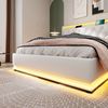 Polsterbett 180x200 cm mit hydraulischem Bettkasten, 360° LED-Rundumbeleuchtung und USB Typ‑C, PU weiß Bild 2