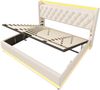 Polsterbett 180x200 cm mit hydraulischem Bettkasten, 360° LED-Rundumbeleuchtung und USB Typ‑C, PU weiß Bild 4
