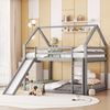 Merax Doppelbett Kinderbett Hausbett Etagenbett mit Rutsche und Leiter, Kinderzimmer Hoch-Doppel-Stockbett, 140x200cm, Grau(Ohne Matratze) Bild 4