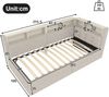 Merax Einzelbett 90 × 200 cm, Daybett, Polsterbett, Schlafsofa, mit USB + Typ-C-Anschlüsse, hydraulische Aufbewahrungsfunktion, mit LED, Leinen, beige Bild 4