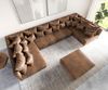 Wohnlandschaft Clovis XL Braun Antik Optik modular Hocker Bild 4