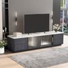 Merax 160m TV Stand für 70" TV - marmorierte Tischplatte, Kabelmanagement, Schubladen mit Push-to-Open-Funktion Grau Bild 4