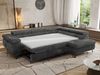 MKS Möbel 'Pablo L-Form' Ecksofa mit Schlaffunktion, verstellbare Kopfstützen, Dunkelgrau, Cordstoff, Visco Topper, Rechts Bild 4