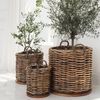LebensWohnArt Dekokorb Dickes CL Rattan Korb CESTINO braun ca.D40cm Teakbodenplatte Bild 2