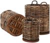 LebensWohnArt Dekokorb Dickes CL Rattan Korb CESTINO braun ca.D40cm Teakbodenplatte Bild 1