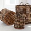 LebensWohnArt Dekokorb Dickes CL Rattan Korb CESTINO braun ca.D40cm Teakbodenplatte Bild 3