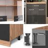 Küchenzeile R-Line Anthrazit Hochglanz/Goldkraft Eiche 200 cm ohne Arbeitsplatte Vicco Bild 4