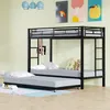 Etagenbett mit Gästebett, Lattenrost, Leiter und Rausfallschutz, 90x200cm, Kinderbett, Jugendbett, Metallbett Bild 2