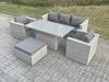 Fimous Rattan Gartenmöbel Set mit Sofa; Höhe verstellbar Esstisch und Hocker;Sessel;Outdoor Terrassen Essgruppe 5-teilige Sitzgruppe Helles Grau Bild 2