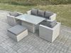 Fimous Rattan Gartenmöbel Set mit Sofa; Höhe verstellbar Esstisch und Hocker;Sessel;Outdoor Terrassen Essgruppe 5-teilige Sitzgruppe Helles Grau Bild 3