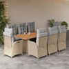 vidaXL 9-tlg. Garten-Essgruppe mit Kissen Beigemischung Poly Rattan 3213150 Bild 1