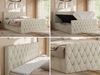 Boxspringbett mit gesteppter Front und Kopfteil, Multipocket-Matratze, zwei Bettkästen - MIREN DUO - 160 x 200 cm - Beige Velvet - H4 Bild 2