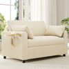 Merax Ausziehbares 2‑Sitzer‑Schlafsofa mit Schlaffunktion, USB‑Ladeanschluss, klappbarem Seitentisch, Matratze, zwei Bettlaken und zwei Kissen, Beige Bild 5
