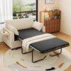 Merax Ausziehbares 2‑Sitzer‑Schlafsofa mit Schlaffunktion, USB‑Ladeanschluss, klappbarem Seitentisch, Matratze, zwei Bettlaken und zwei Kissen, Beige Bild 2
