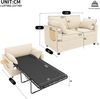 Merax Ausziehbares 2‑Sitzer‑Schlafsofa mit Schlaffunktion, USB‑Ladeanschluss, klappbarem Seitentisch, Matratze, zwei Bettlaken und zwei Kissen, Beige Bild 4
