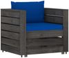 vidaXL 2-tlg. Garten-Lounge-Set mit Kissen Grau Imprägniertes Holz 3068154 Bild 2