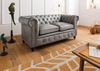 Sofa 2-Sitzer Echtleder 158x82x75 grau CHESTERFIELD #202 Bild 2