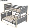 Etagenbett mit Leiter und Sicherheitsgeländer, umbaubar in 2 getrennte Betten, Holzbett für Kinder, Jugendliche und Erwachsene, 90(140)x200cm, grau Bild 5