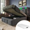 Polsterbett 90x200 cm mit USB-Anschluss & LED-Beleuchtung – Einzelbett in Grau, mit Matratze Bild 1