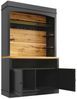 Flieks Küchenbuffet mit LED-Beleuchtung, Gläserhalter und Ablagen (1-St, 107 x 43 x 184 cm) Hochschrank Küchenschrank Buffetschrank mit Stauraum Schwarz Bild 3