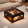 Quadratischer Couchtisch mit gehärtetem Glas & LED-Beleuchtung in Schwarz - 70x70x35 cm Bild 4