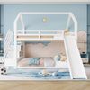Merax 140x200cm Etagenbett mit Stauraumtreppe und Rutsche, Hausbett, Kinderbett mit Geländer, geeignet für Kinder, Jugendliche, Weiß (Ohne Matratze) Bild 3