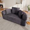 Flieks Modulares 2-in-1 Bodensofa & Bett – rundes Lounge, Multifunktionales Boneless Klappsofabett mit 3 Kissen, Cord, Schwarz Bild 2