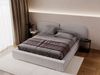 GRAINGOLD Palermo Doppelbett 180x200, mit modern Kopfteil, Bettkasten, Lattenrost, Geflechtstoff, Hellgrau Bild 4
