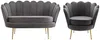 Vente-unique - DANDELION Sofa and armchair set SamtStoff Grau - B 73 cm75 cm x H 78 cm76,5 cm x L 124 cm78 cm Bild 2