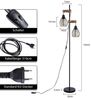 Nettlife Stehlampe Stehleuchte 2 Flammig schwarz Vintage aus Holz 151cm, mit Kippschalter, LED wechselbar, für Wohnzimmer schlafzimmer Esszimmer Büro Bild 4