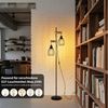 Nettlife Stehlampe Stehleuchte 2 Flammig schwarz Vintage aus Holz 151cm, mit Kippschalter, LED wechselbar, für Wohnzimmer schlafzimmer Esszimmer Büro Bild 2