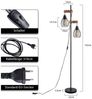 Nettlife Stehlampe Stehleuchte 2 Flammig schwarz Vintage aus Holz 151cm, mit Kippschalter, LED wechselbar, für Wohnzimmer schlafzimmer Esszimmer Büro Bild 3