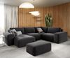 Wohnlandschaft Lanzo 300x210 cm Mikrofaser Schwarz Recamiere variabel mit Hocker Bild 2