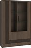 Forte EUFEMIUS Vitrine 120, moderner Vitrinenschrank mit dekorativer Fräsung, 2 Türen, Dunkelbraun|Schwarz Eiche Holzdekor, 116,5 cm breit x 172,7 cm hoch x 41,6 cm tief Bild 3