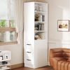 REDOM Hochschrank Regal mit Seitenschubladen (schmales Bücherregal, 1-St, Multifunktionales Möbelstück) mit höhenverstellbaren Fächern Bild 4