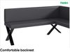 MEBLINI Eckbank für Esszimmer mit ausziehbarem Tisch - Küchenbank - Essecke - Sitzecke Küche - TONI - X-Beine 128x168x87cm Rechts - Grau Kunstleder/M Weiß Matt Bild 5