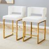 Barhocker in Weiß-Gold, 48 x 53,3 x 91,4 cm – gepolsterter Sitz aus PU mit Metallbeinen Bild 2