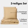 JACOBSON Bettwäsche 200x220 Set - 100% Baumwolle Bettbezug 200x220 cm + 2 Kissenbezüge 80x80 cm, Perkal Bettwäsche 3-teilig mit Reißverschluss (200x220cm, Beige, 3-teilig) Bild 2