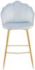 Barhocker Hellgrau 2er Set 52 x 54 cm Samt Muscheldesign Metallgestell Gold Bild 3